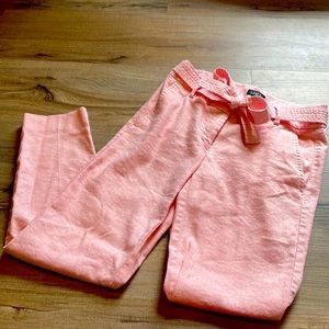 Loft light dress pants with waist tie. Soft pink